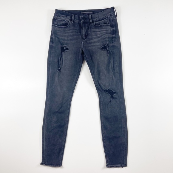 Express Black Distressed Mid Rise Legging Jeans
